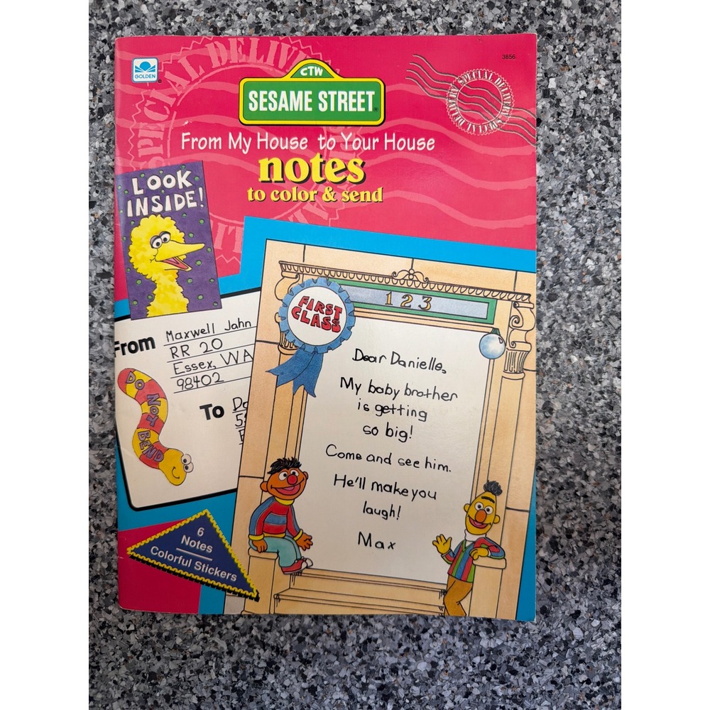 Vintage 1992 Sesame Street My House to Your House Notes to Color & Send 3856